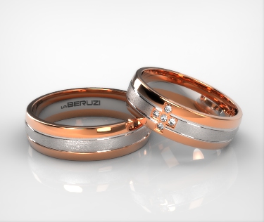 Verighete din aur de 14k alb si roz SS 028